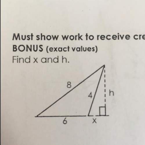 Find x and h in this trinomial right angle