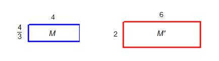 Rectangle m was dilated to form rectangle m’. what ratio is the scale factor?  1/2