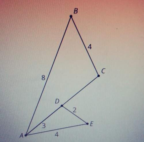 Dilate triangle abc using center a by a scale factor of 1/2, then reflect over lineас,&lt;