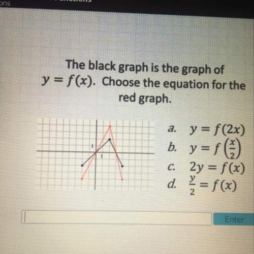 The black graph is the graph of y=f(x). choose the equation for the red graph. need !