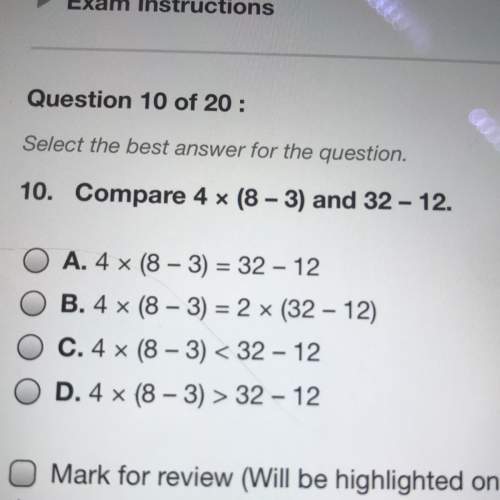 10. compare 4 x (8 - 3) and 32-12