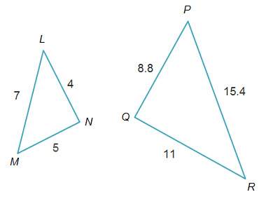 The two triangles below are similar. which pair are corresponding sides?  ln and mn