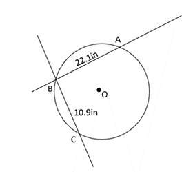 In the diagram, ∠abc = 90°. what is the radius of the circle?  a. 5.7 in b.