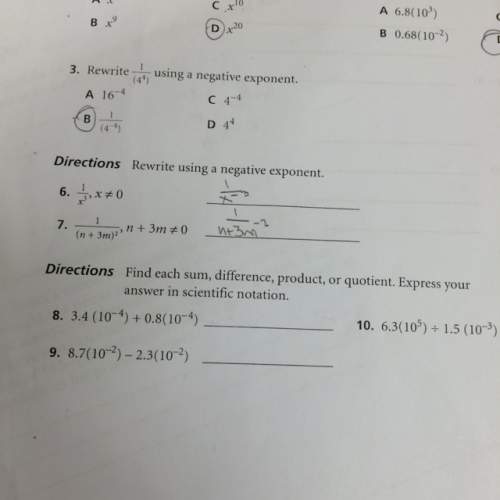 Find each sum difference or quotient express your answer in scientific notation  8.  9.&lt;