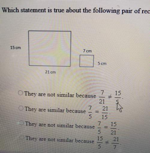 Which statement is true about the following pair of rectangles.