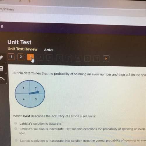 Latricia determines that the probability of spinning an even number and then a 3 on the spinner belo