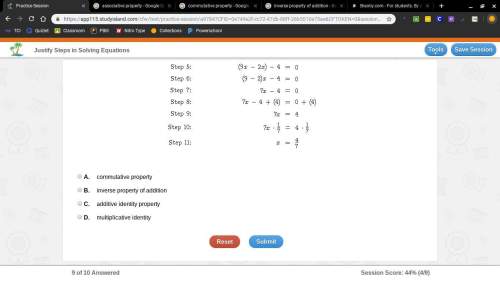 What property is step 8 a. commutative b. inverse property of addition c. ad