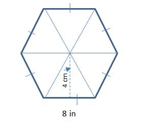 find the area of the regular hexagon. a) 36 cm2  b) 64 cm2  c) 96 cm2
