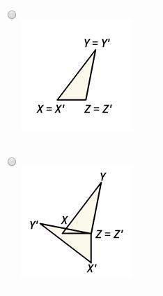 Identify the image of ∆xyz for a composition of a 45° rotation and a 135° rotation, both about point