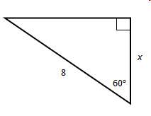 Which solution finds the value of x in the triangle below? !