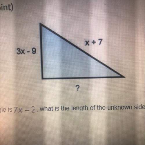 If the perimeter of the following triangle is 7x-2, what is the length of the unknown side?