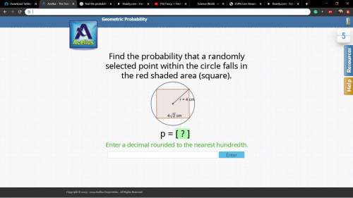 Find the probability that a randomly selected point within the circle falls in the red shaded area (
