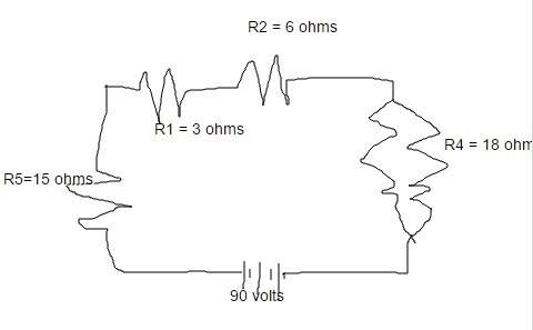 What's the voltage drop running through the parallel portion of the circuit?  r1 = 3 ohms
