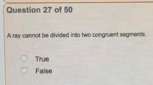 Aray cannot be divided into two congruent segments. true or false?