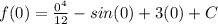 f(0) = \frac{0^4}{12} - sin(0) + 3(0) + C