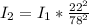 I_{2}=I_{1}* \frac{22^{2}}{78^{2}}