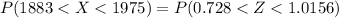 P(1883 < X