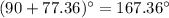 (90+77.36)^{\circ}=167.36^{\circ}