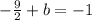 -\frac{9}{2}+b=-1