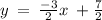 y\:=\:\frac{-3}{2}x\:+\frac{7}{2}