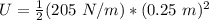 U=\frac{1}{2}(205 \ N/m) *(0.25 \ m )^2