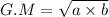 G.M=\sqrt{a\times b}