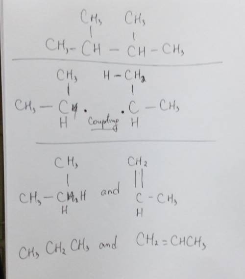 Which alkanealkene pair would be formed by a disproportionation reaction of the two radicals produce