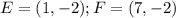 E = (1,-2); F = (7,-2)