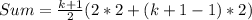 Sum = \frac{k+1}{2}(2 * 2 + (k + 1 - 1) * 2)