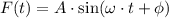 F(t) = A\cdot \sin (\omega\cdot t + \phi)