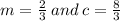 m =  \frac{2}{3}  \: and \: c =  \frac{8}{3}