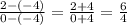 \frac{2 - (-4)}{0 - (-4)} = \frac{2 + 4}{0 + 4}  = \frac{6}{4}