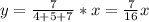 y = \frac{7}{4+5+7} * x = \frac{7}{16}x