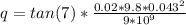 q = tan(7)* \frac{ 0.02 * 9.8 * 0.043^2 }{9*10^{9}}