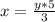 x = \frac{y * 5}{3}