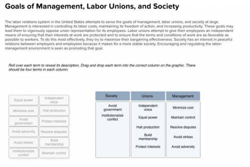 The labor relations system in the United States attempts to serve the goals of management, labor uni