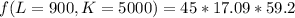 f(L=900,K=5000) = 45*17.09*59.2