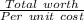 \frac{Total\ worth}{Per\ unit\ cost}