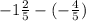 -1\frac{2}{5}-(-\frac{4}{5})