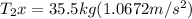 T_{2} x = 35.5kg (1.0672 m/s^{2})