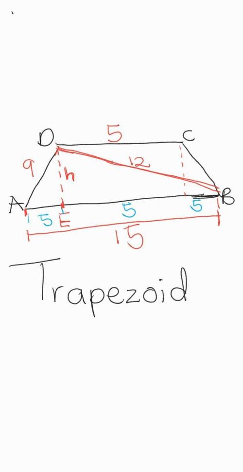 The trapezoid ABCD has bases AB = 15 and CD = 5, thigh AD = 9 and diagonal BD = 12. Find:

a) the he