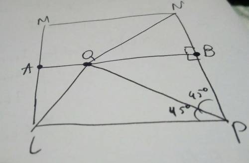 Given:  lmnp is a square a, b midpoints of lm and pn q ∈ ab m∠lpq = 45° find:  m∠pqn