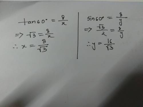 Find the value for x and y for the triangle. Show work.