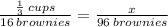 \frac{ \frac{1}{3}  \: cups}{16 \: brownies}=  \frac{x}{96 \: brownies}