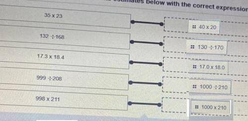 Directions: Match the product and quotients estimates below with the correct expression on the left