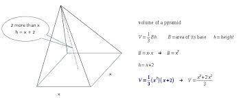 Which expression represents the volume of the pyramid? StartFraction x cubed + 2 x squared Over 3 En