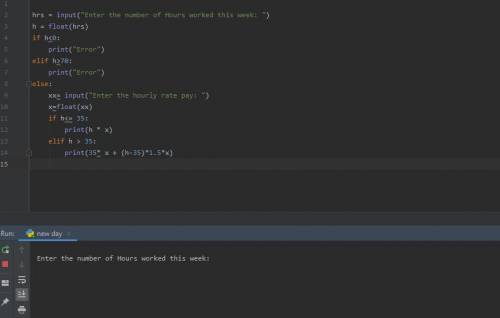 In python:

Write a program that asks the user for the number of hours worked this week and the hour