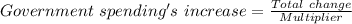 Government \ spending's \ increase=\frac{Total \ change}{Multiplier}