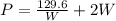 P = \frac{129.6}{W} + 2W