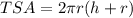 TSA = 2\pi r(h + r)